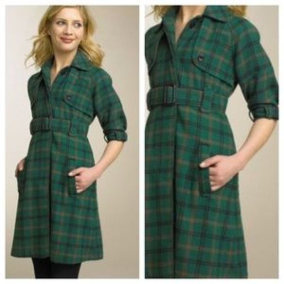 BB Dakota Jackets & Blazers - BB DAKOTA Green Plaid Hilda Belted Coat